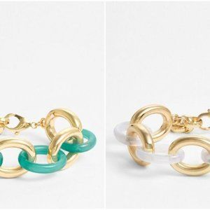 Lee X Lee Angel Resin Lucite Gold Link Bracelet NWT 48 Each set of 2 Green Cream